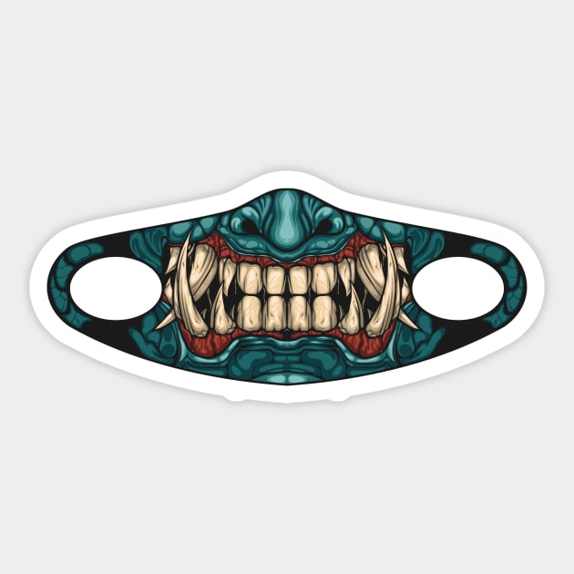 Oni Mask Green Color Sticker by HappymanStudio